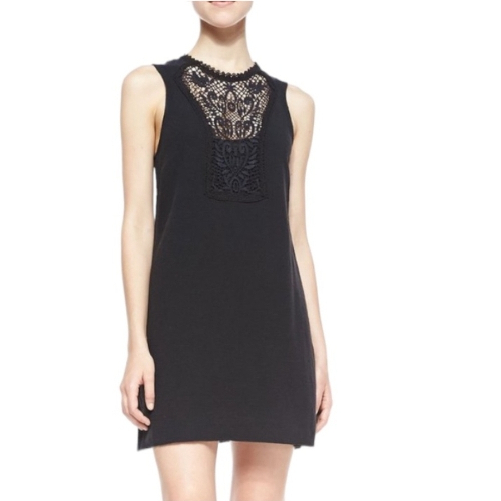 Free People Elegant Black Sleeveless Dress with Lace Detail